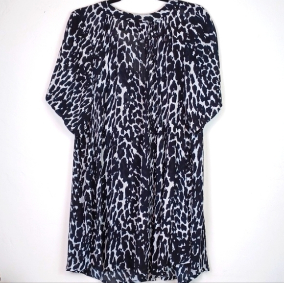 ♥️BUNDLE ONLY ♥️ROMAN'S  BLACK & TAN CHEETAH BUTTON DOWN SHIRT DRESS SZ 12 - Picture 6 of 10